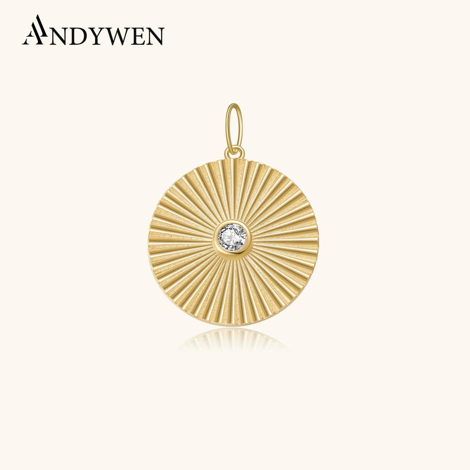 

ANDYWEN Women 925 Sterling Silver Rock Punk Circle Pendant Charm Beads Luxury For Choker Necklace Fine Fashion Jewelry