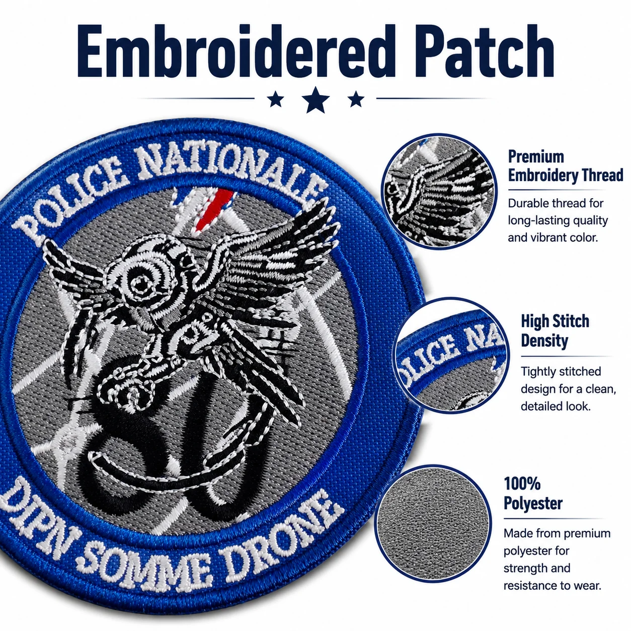 DIPN Drone Somme Embroidered Patch Tactical Morale Badge Hook and Loop for Clothes Backpacks Hats & Everything