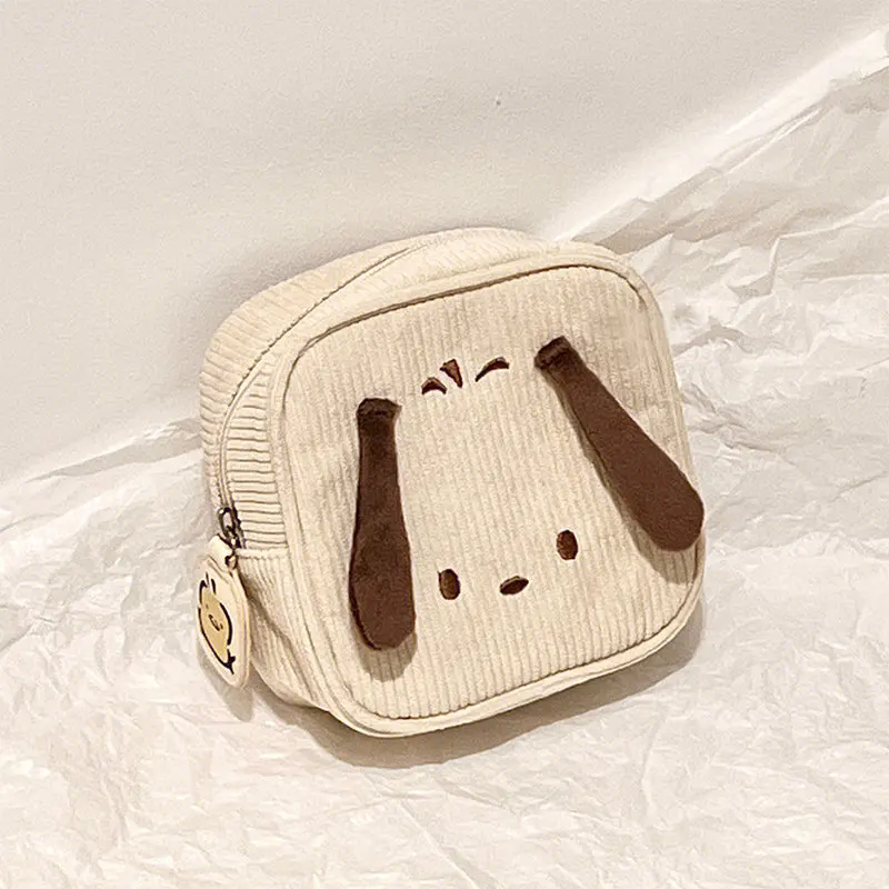 

2023New Pacha Dog Embroidered Corduroy Girl Heart Clutch Cute Plush Storage Bag Portable Soft Bag