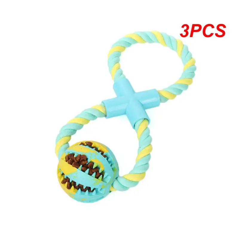 

3PCS Pet Toys Dog Toys Interactive Elasticity Ball Natural Rubber Leaking Ball + Dog Toy Cotton Rope Tooth Clean Ball Cat Dog