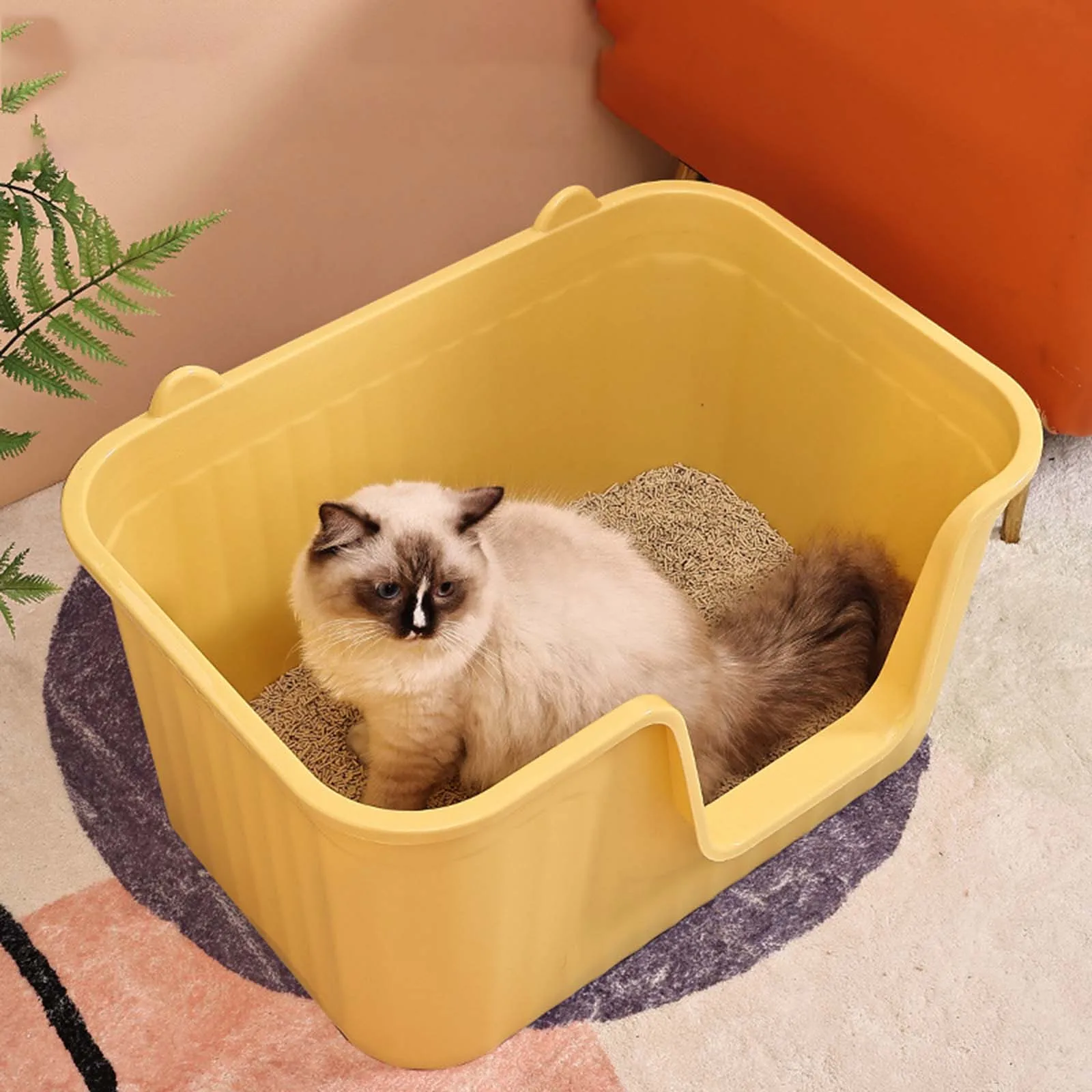 Durable Open Top Pet Litter Tray Cat Sand Box Anti Splashing Kitten Toilet Cat Litter Basin for Indoor Cats