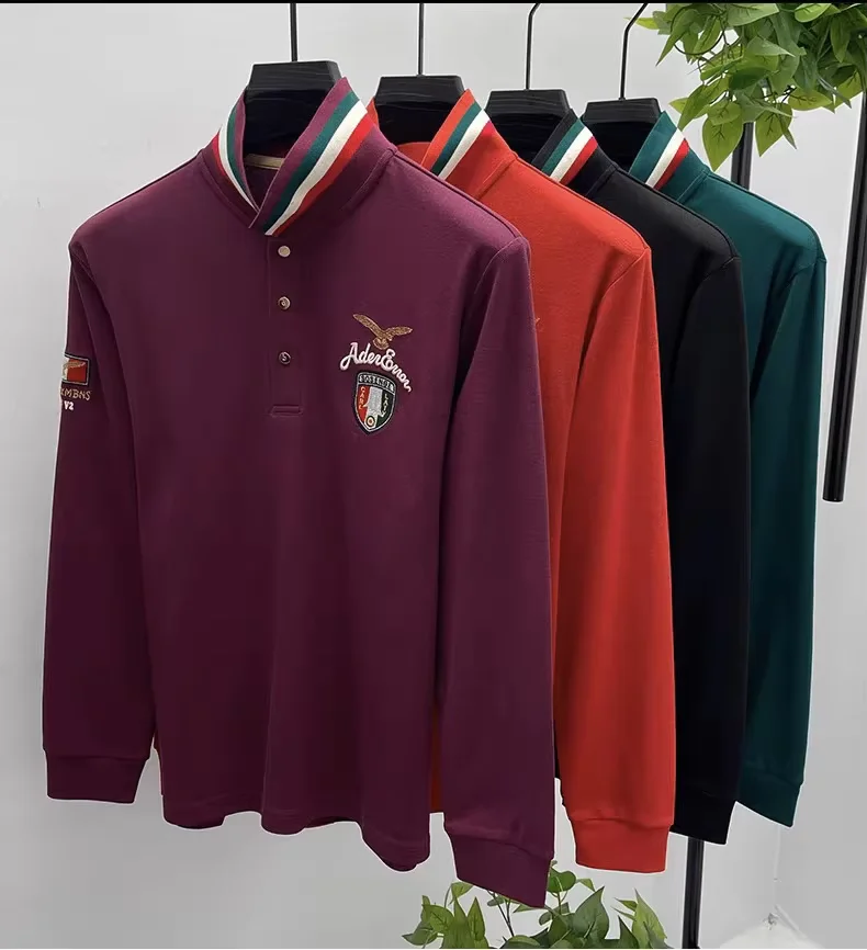High end brand men\'s long sleeve polo shirt Spring Autumn fashion embroidery Korean casual business T-shirt Paul men\'s  clothing