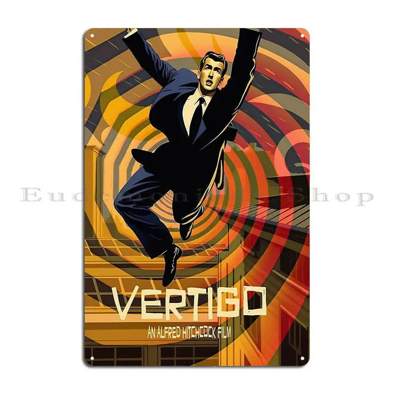 Vertigo Alfred Hitchcock James Stewart Cre8veheart Metal Sign Cinema Kitchen Cinema Printed Wall Mural Tin Sign Poster