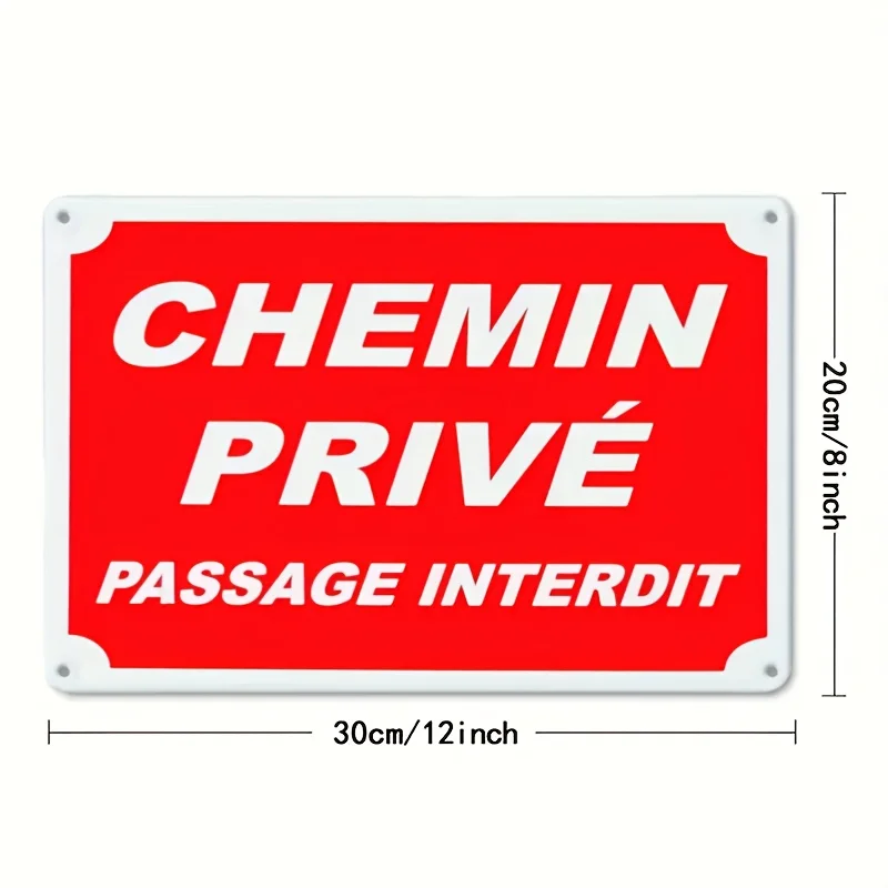 Vintage-Style 'Private Drive No Entry' Metal Sign - , French Text, Outdoor-Ready Wall Decor for Home & Garden, for Ramadan, Grad
