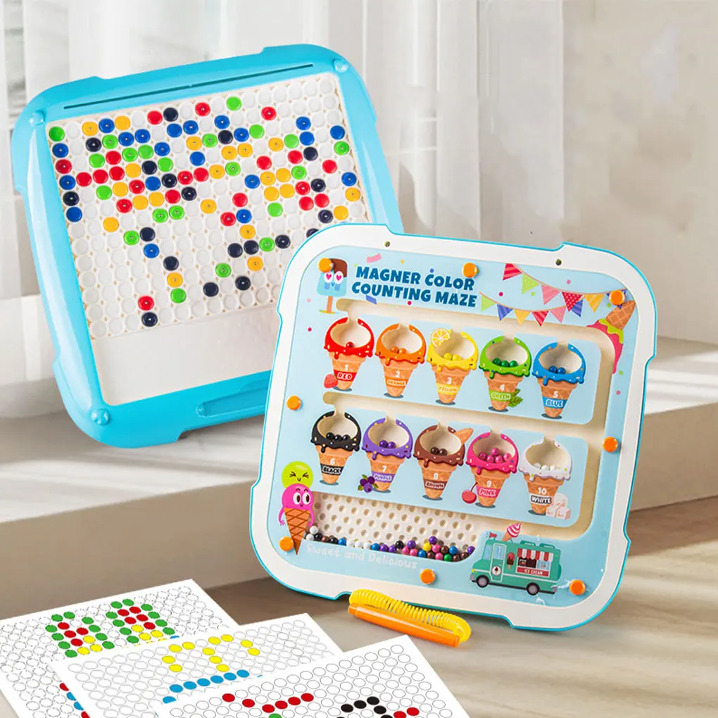 2-in-1 Large Magnetic Drawing Board For Kids Color And Number Maze Gift Selection Lightweight