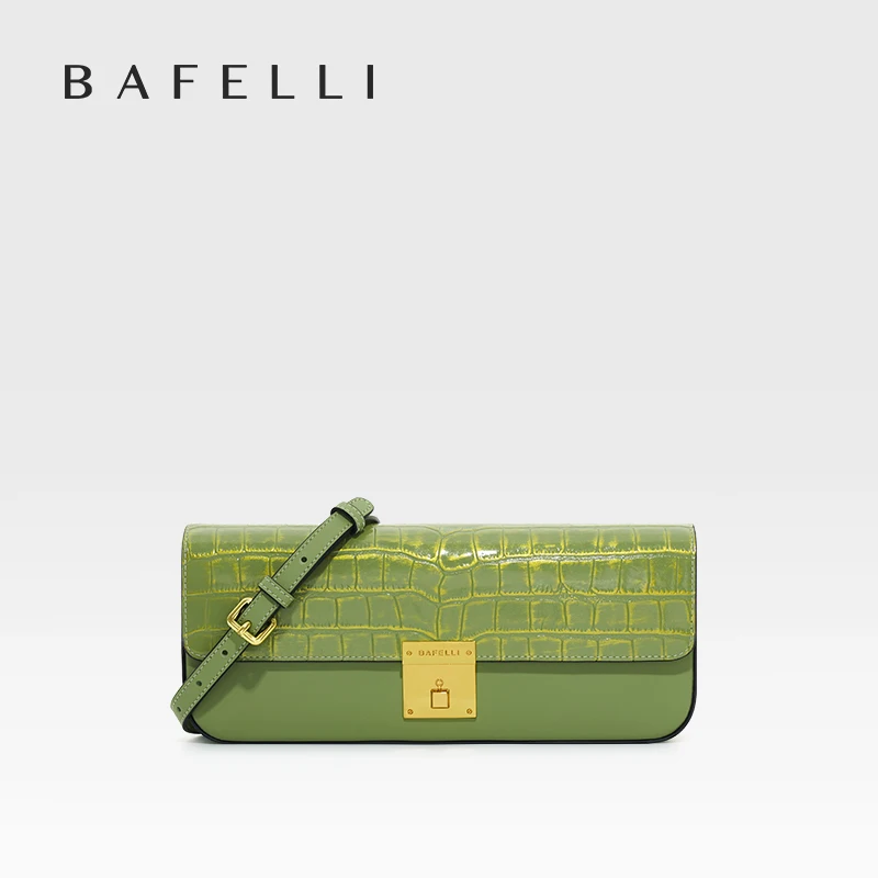 BAFELLI 2024 NEW WOMEN\'S BAGS FASHION TREND EVENING PURSE HANDBAG K GOLD GENUINE LEATHER LUXURY DESIGNER BRAND SHOULDER CLUTCH