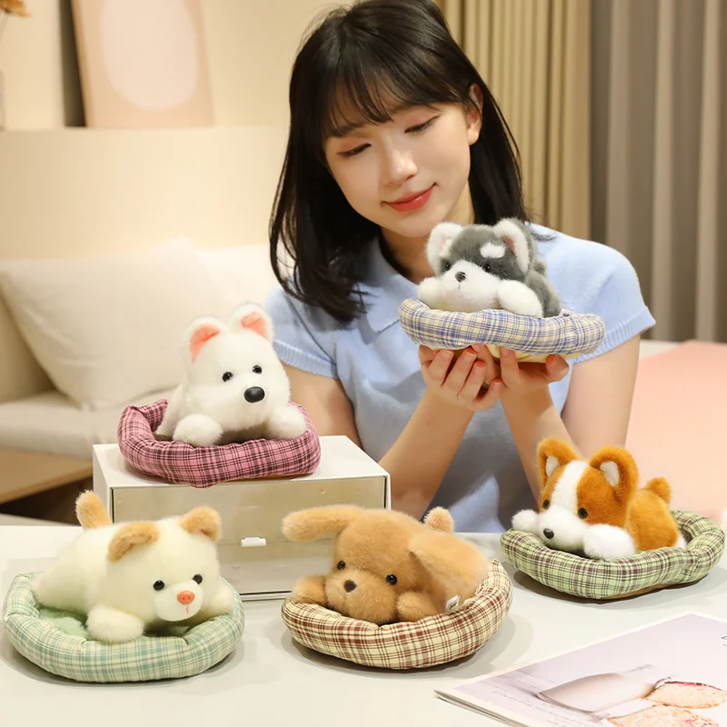 

20/26cm Sleep Animal Plush Toy Cartoon Dog Doll Sleeping Hut Dog Toy Doghouse Toy Cuddly Office Companion Child Desk Gift
