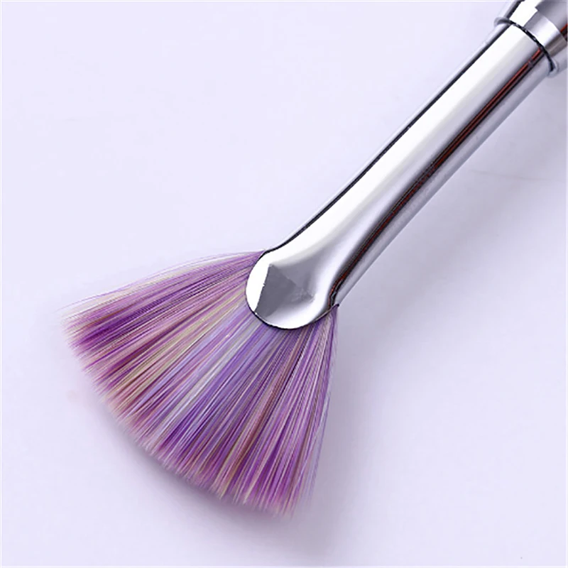 Brosse à Ongles en Forme d'Éventail, Paillettes Dégradées, Dissolvant de Poudre, Stylo à Dessin, Peinture, Poignée en Strass, Outil de Manucure, Salon