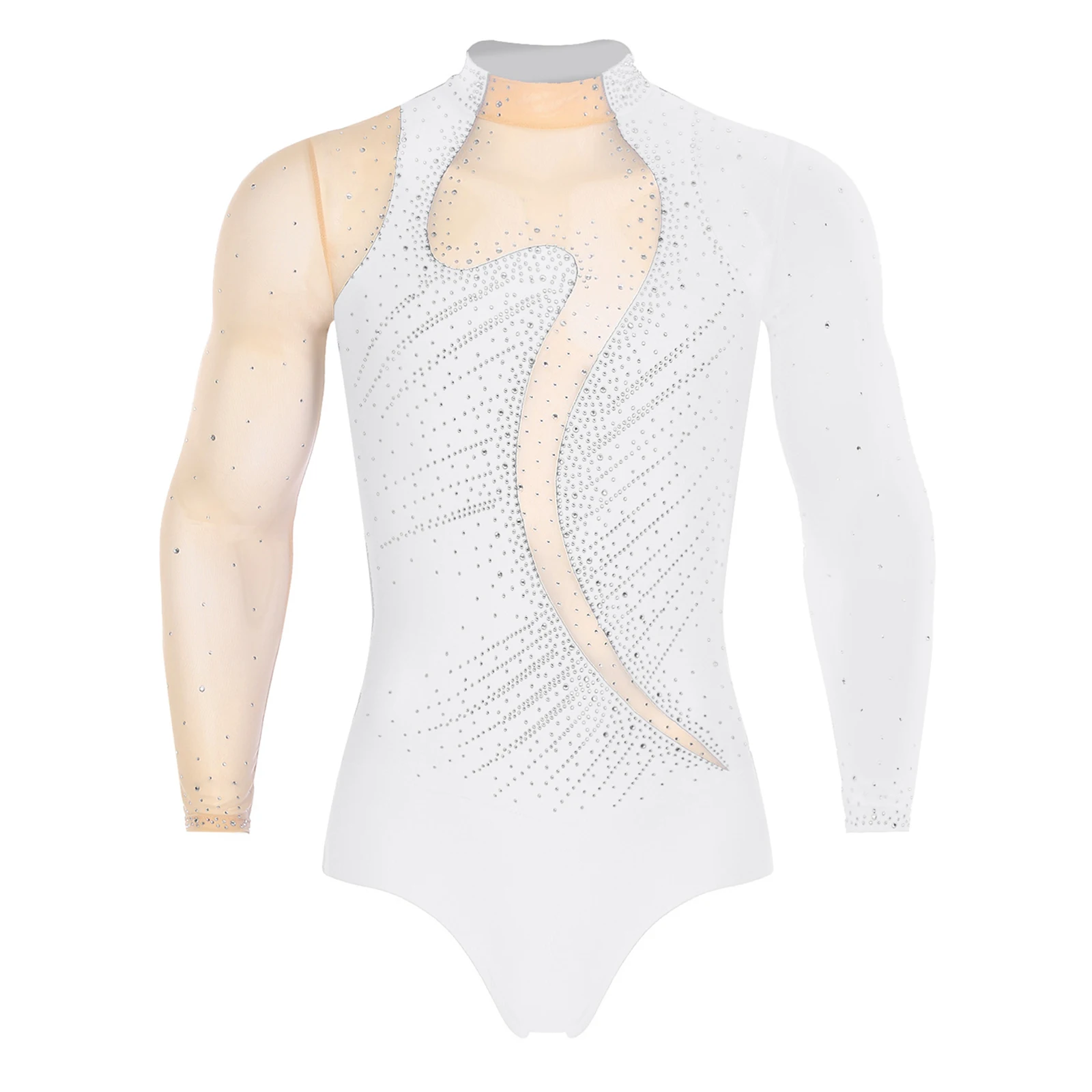 Herren-Overall mit glänzenden Strasssteinen, für Gymnastik, künstlerisch, Eiskunstlauf, Ballett, lateinamerikanischer Tanz, Performance-Kostüm, Reißverschluss, Schritt, Trainingsoverall – Detail 14