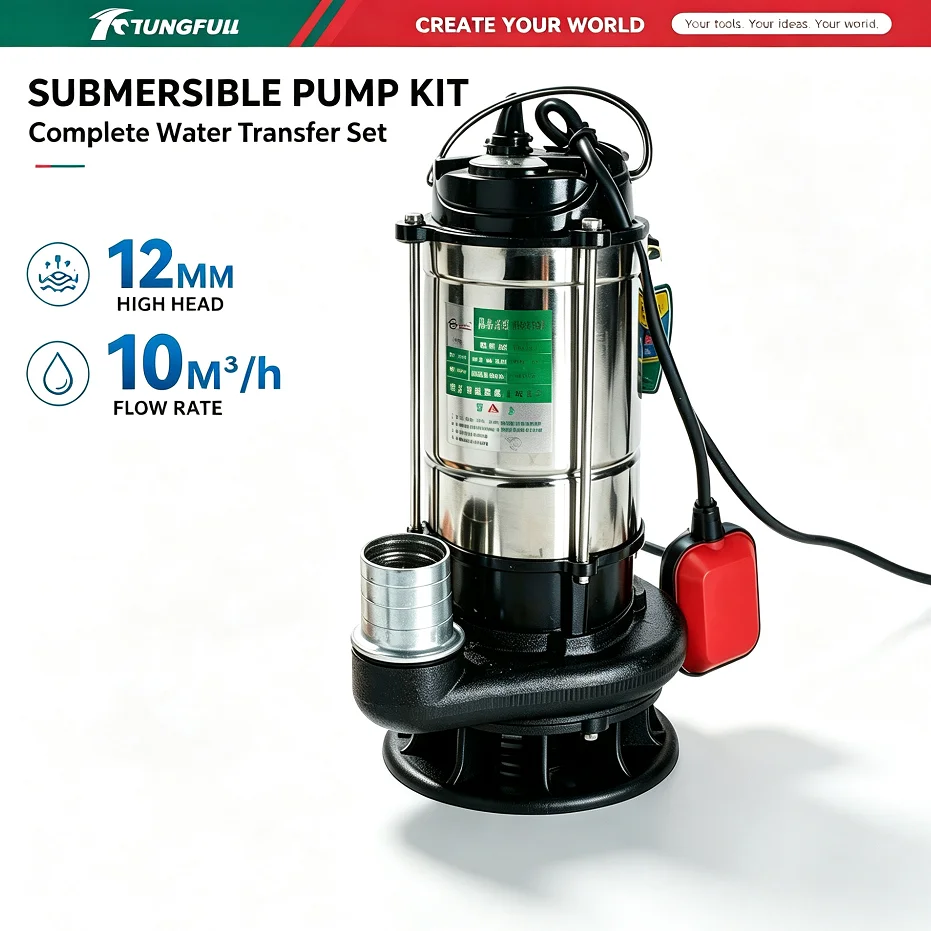 Automatic Sump Pump Stainless Steel Submersible Sewage Pump With Float Switch For Basement Septic Tank Drainage Dirty Water