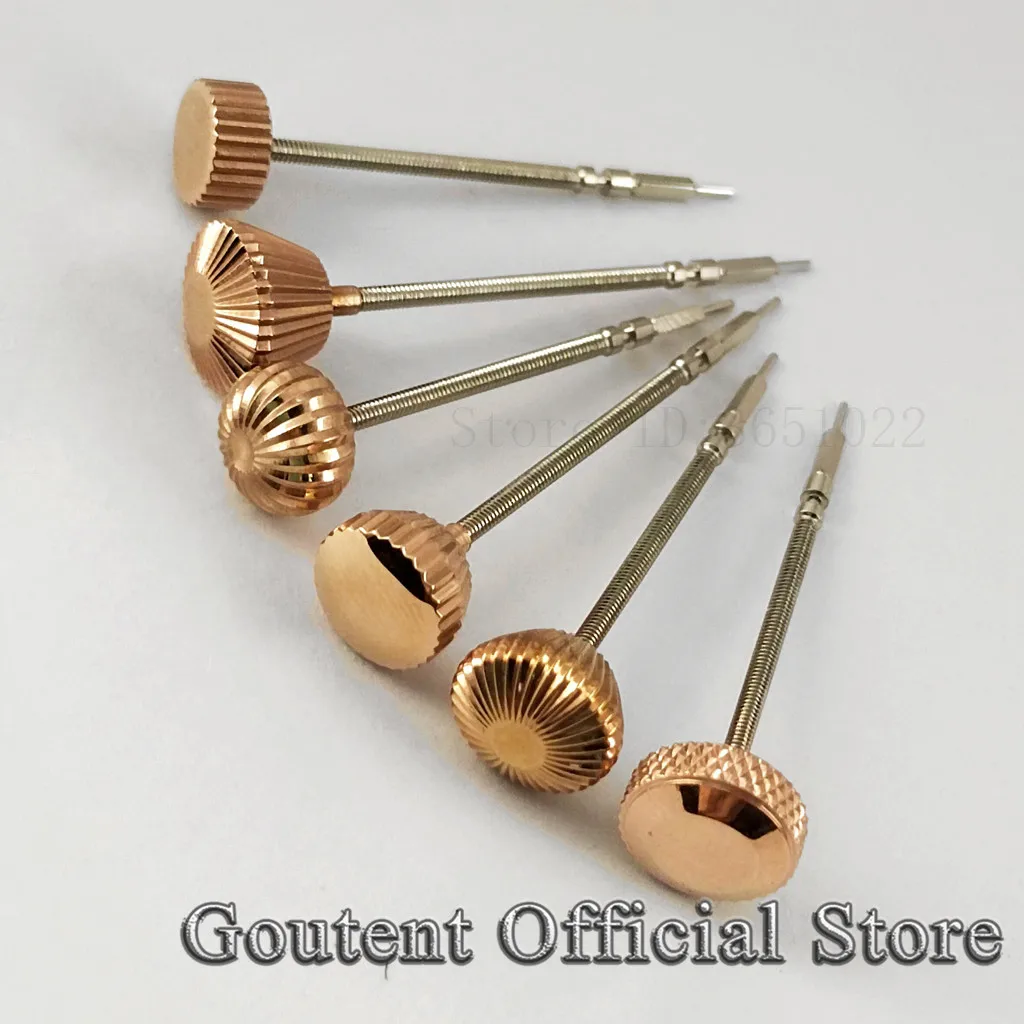 Goutent Rose Gold Steel Watch Crown With Stem Fit 6497/6498 Seagull ST3600/3620 Movement