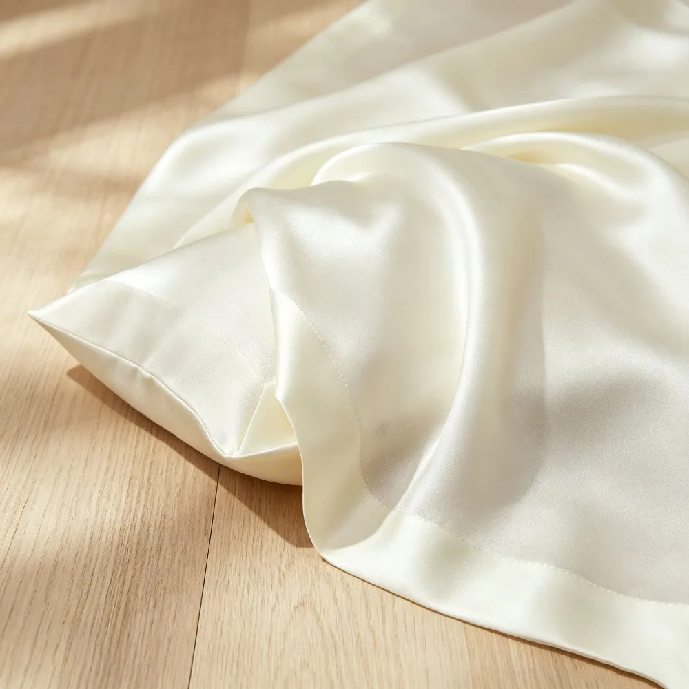 New 40 Momme Mulberry Silk Pillowcase Silk Face 100% Silk Front Solid Polyester Back Pillow Cover 48x74cm Breathable Pillow Case