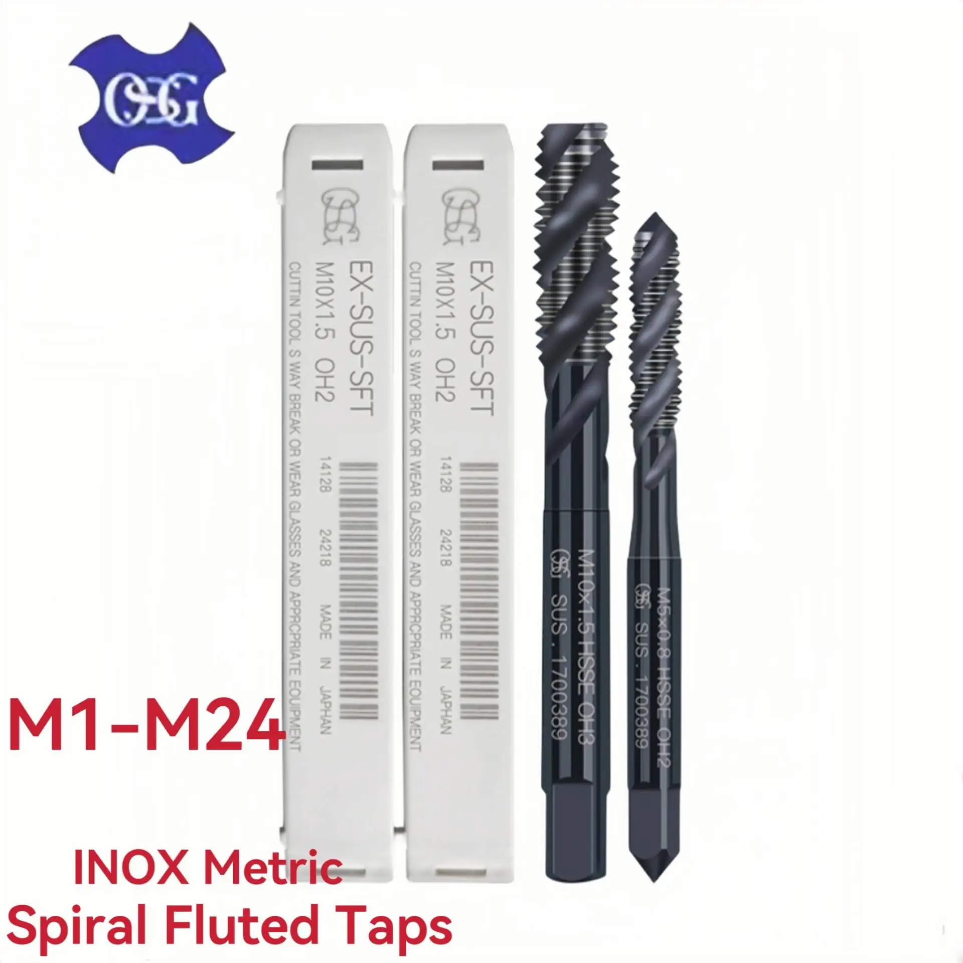 1PCS Japan OSG  HSSE INOX Metric Spiral Fluted Taps M1M2M3M4M5M6M8M10M12Machine Screw Thread Taps For Blind Hole TapFor steel