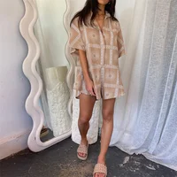 Lamuusaa Vacation Playsuit Women Summer Clothes Boho Graphic Print Single Breasted Short Sleeve Shorts Jumpsuit y2k Streetwear - Image 5
