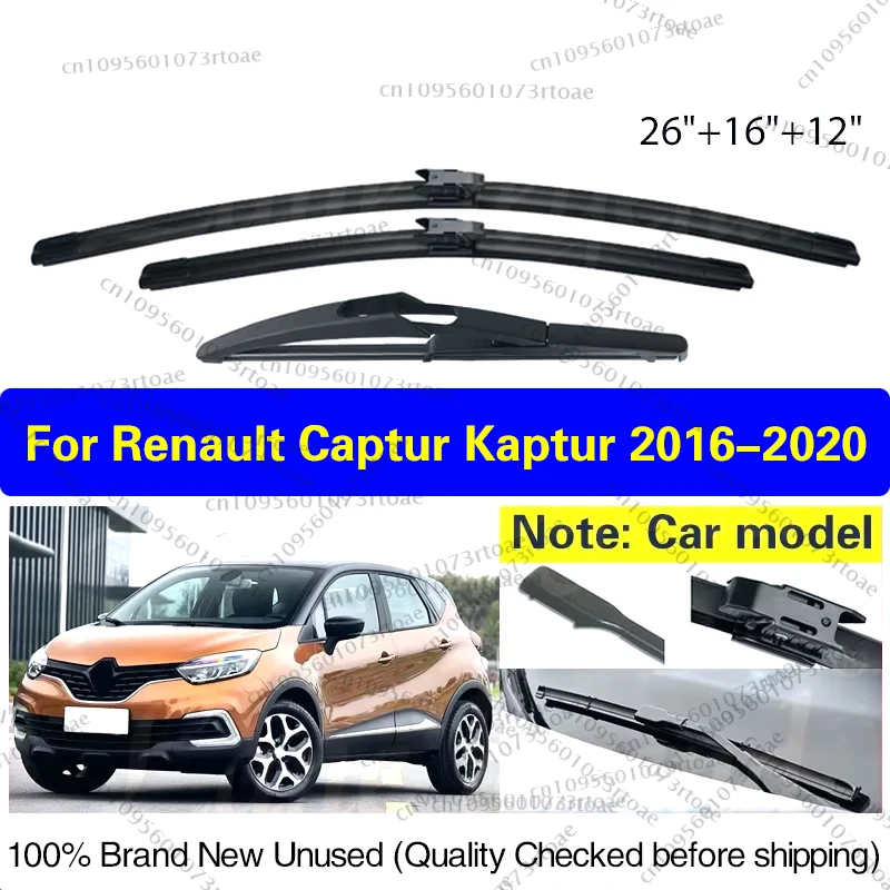 

3pcs For Renault Captur Kaptur 2016 - 2020 Car Front Rear Wiper Blades Soft Rubber Windscreen Wipers Auto Windshield 26"+16"+12"