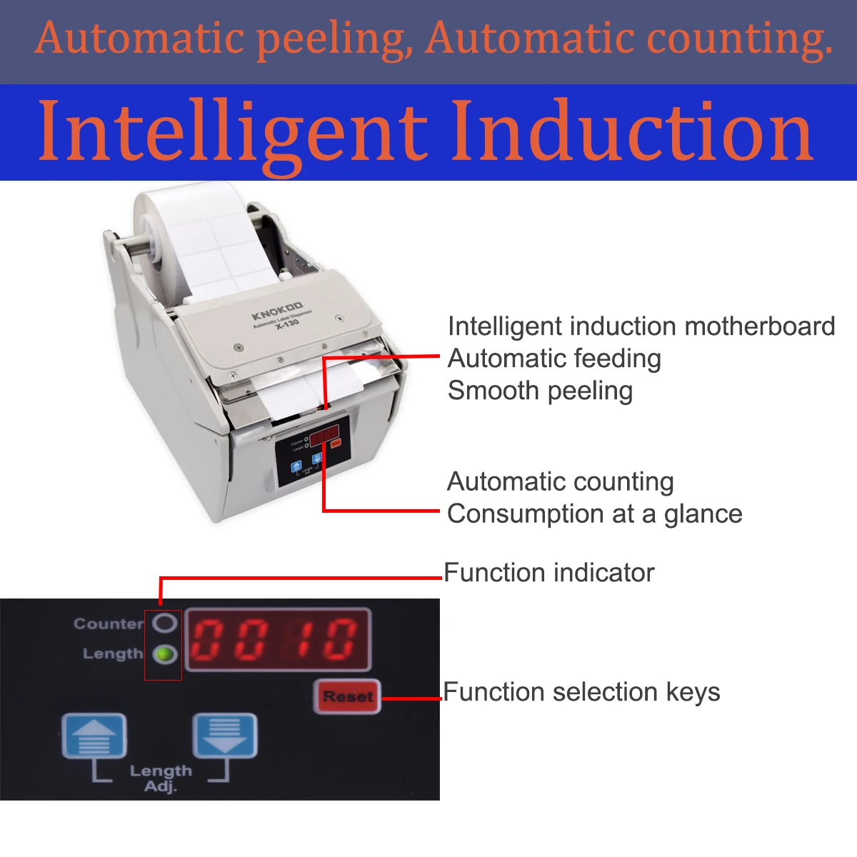 KNOKOO Auto Label Dispenser Machine X-130 Semi Automatic Sticker Label Dispenser