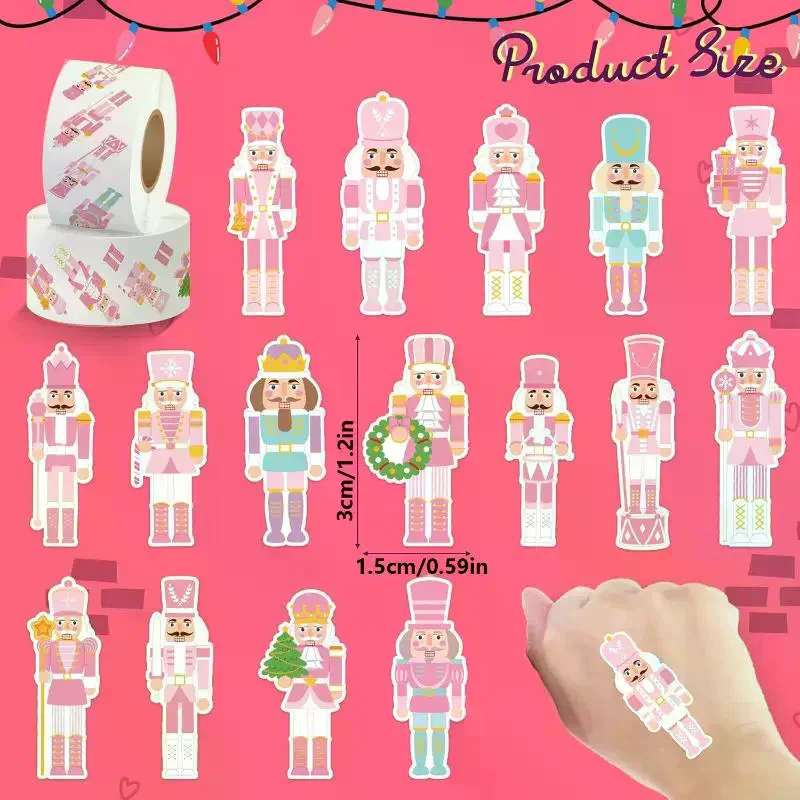 

500Pcs Christmas Cartoon Nutcracker King And Soldier Decals Christmas Nutcracker Stickers Cute Stationery Decoration
