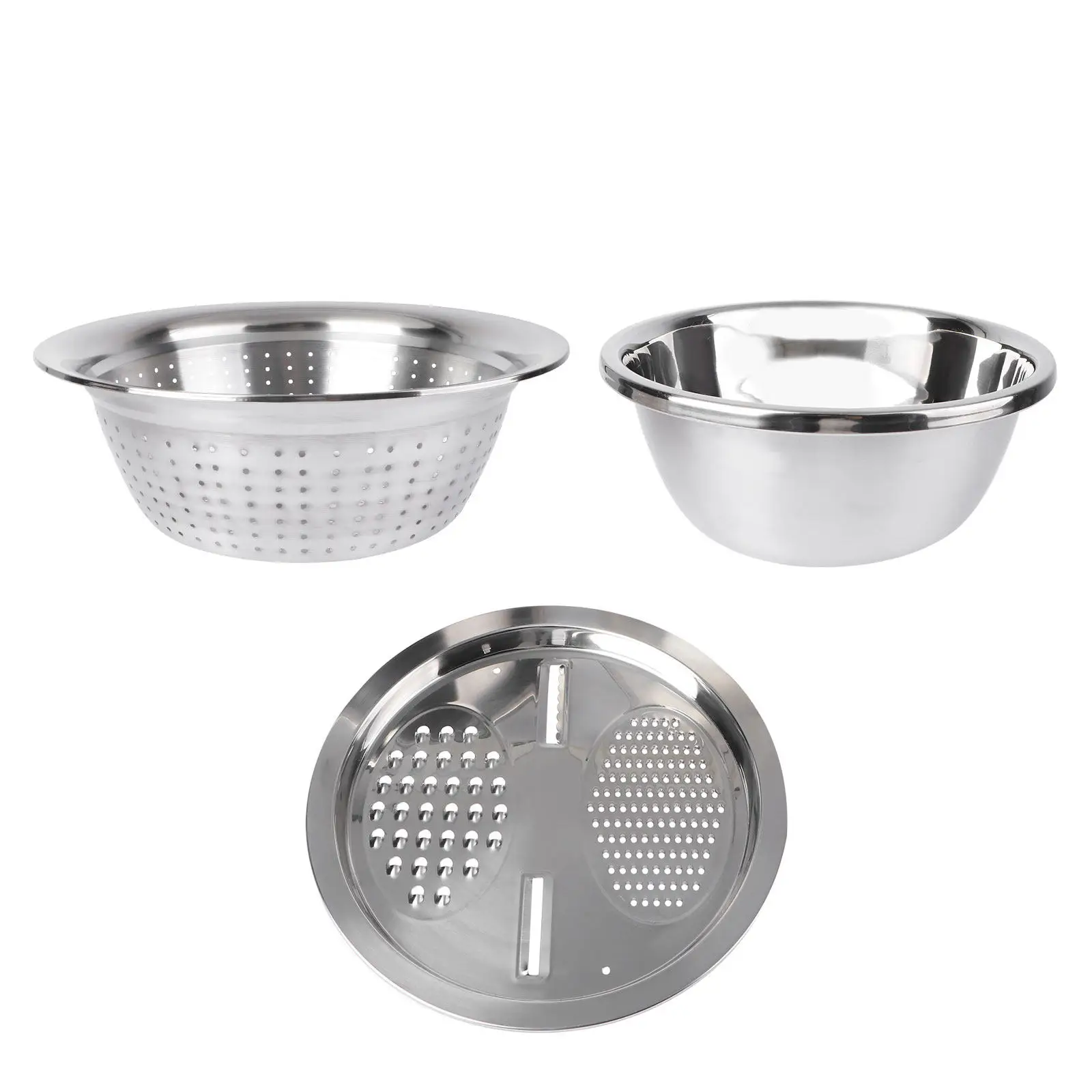 1Pcs Stainless Steel Vegetable Grater Portable Multi-Function Wash Rice Tool Vegetable Slicer Kitchen Tool Silver