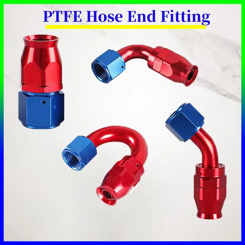 

AN4 AN6 AN8 AN10 AN12 Reusable Swivel PTFE Hose End Fitting 0 45 90 180 Degree For PTFE Oil Fuel Line Hose End Fitting Adapter