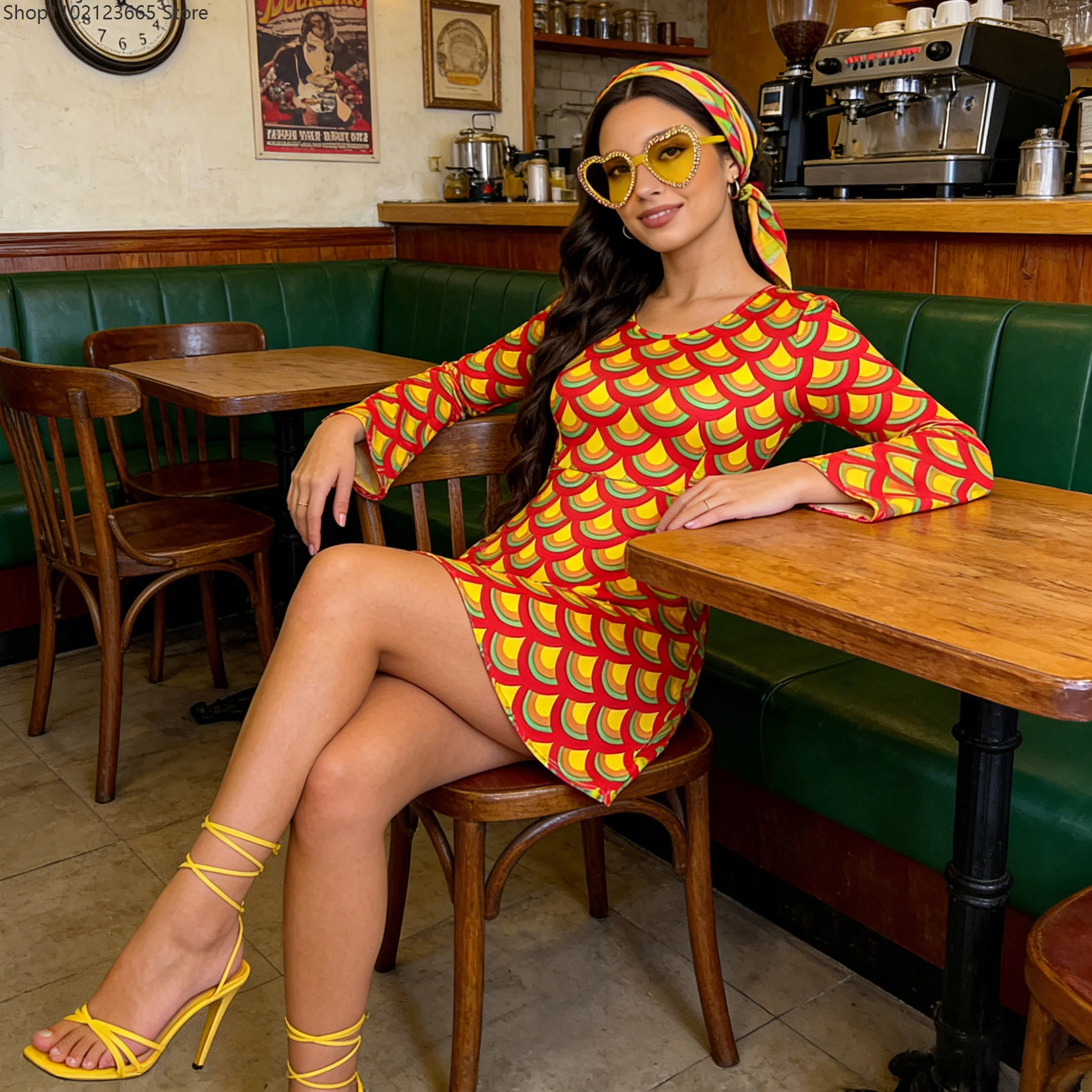 

New Women's 70s Retro Hippie Bohemian Style Adult Hip-hop Disco Dress For Halloween Dance Parties And Cosplay Costumes 2026