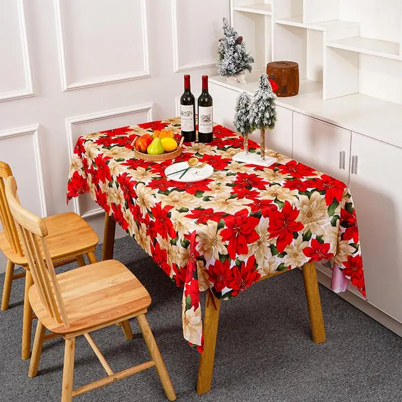 Christmas Table Cover 150x180cm Reusable Table Cloth Decorative Holiday Table Cover Christmas Table Decoration For Gatherings