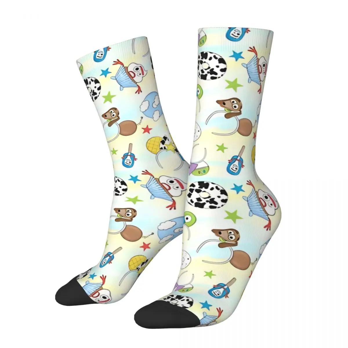 Casual Toy Story Style Sports Socks Mouse Ears Jessie Woody Polyester Crew Socks for Unisex Non-slip