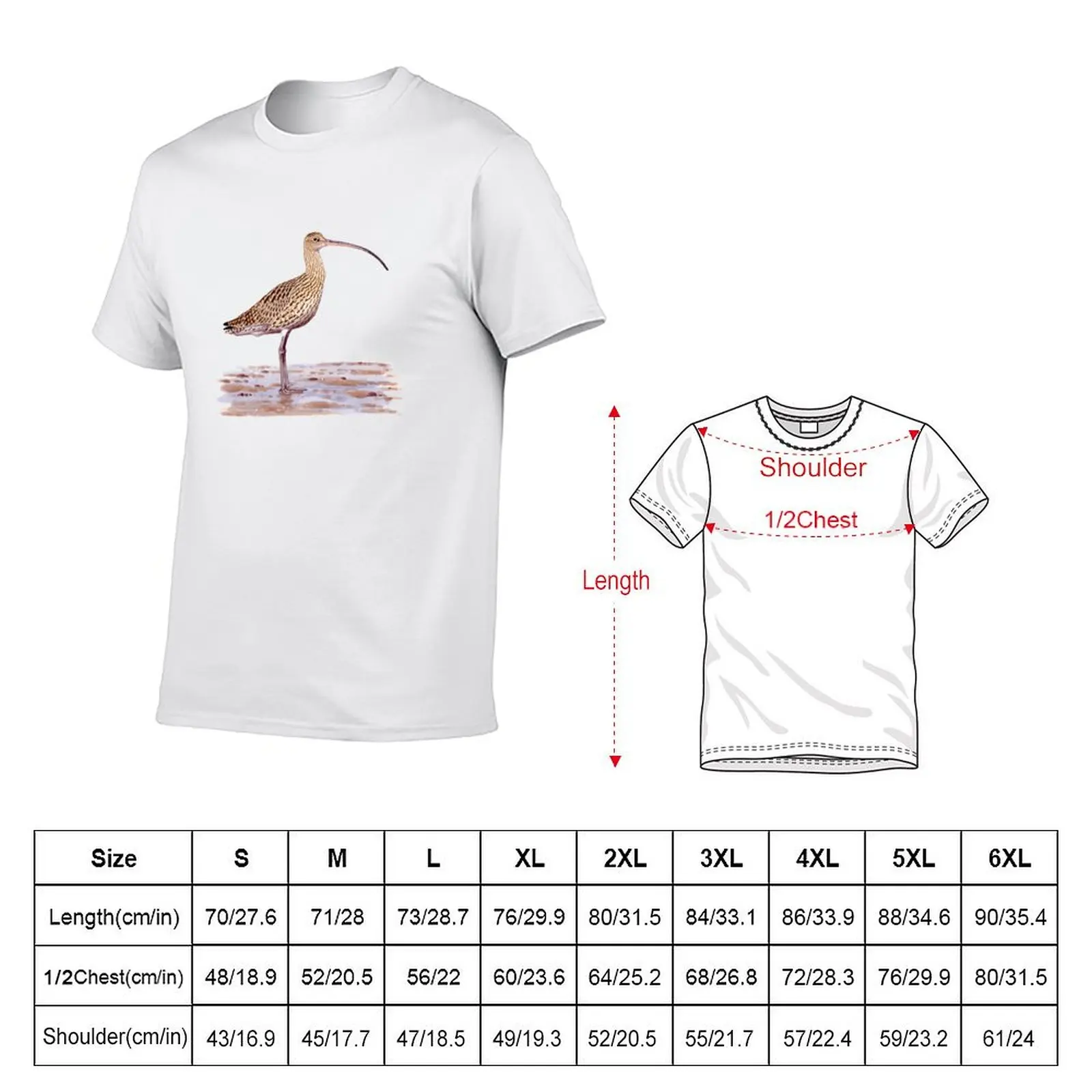Far-eastern Curlew painting T-Shirt Christmas Casual Short Sleeve Top