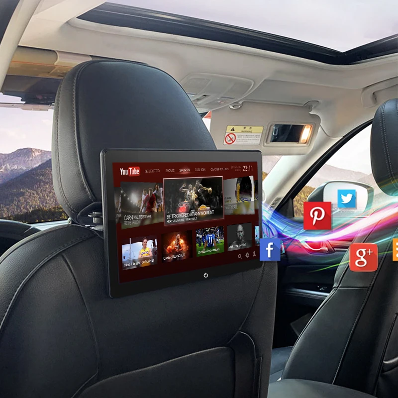 Sistema de entretenimiento para asiento trasero de coche, reposacabezas con pantalla táctil completa, 4K, HD, 12 pulgadas, Android 11,0