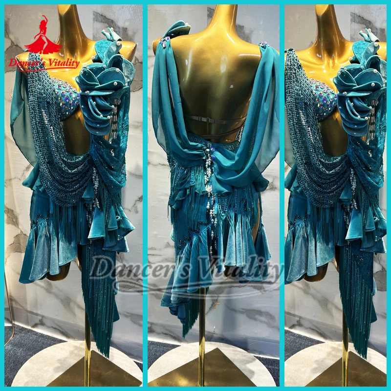 섹시한 여성 Chacha Samba 민소매 AB 스톤 성인을위한 드레스 럭셔리 맞춤형 라틴 댄스 챔피언십 의류