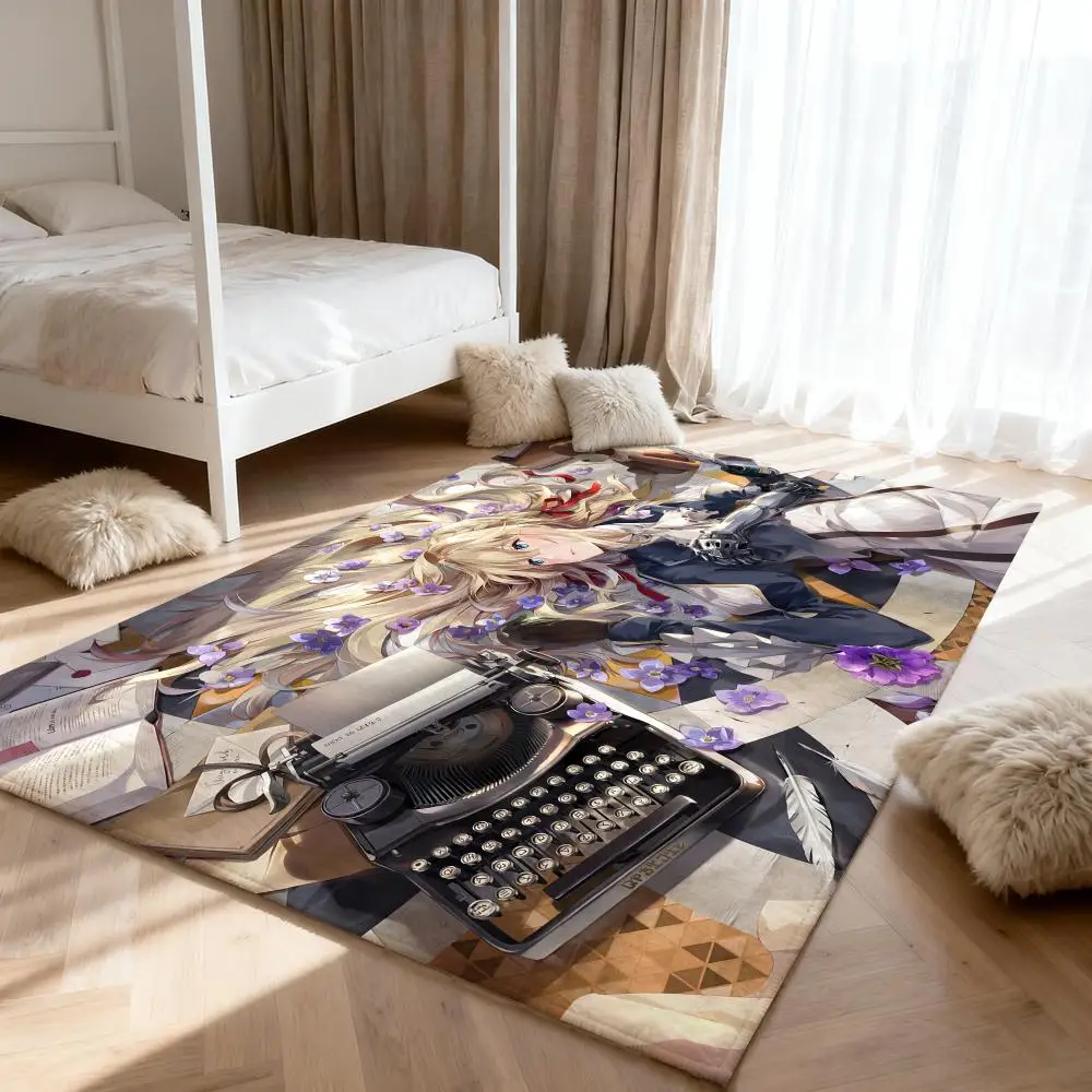 

Violet E-Evergarden cartoon Floor Mat Soft Thickened Absorbent Non-Slip Bedroom Living Room Door Mat Home Decor Flannel Rugs
