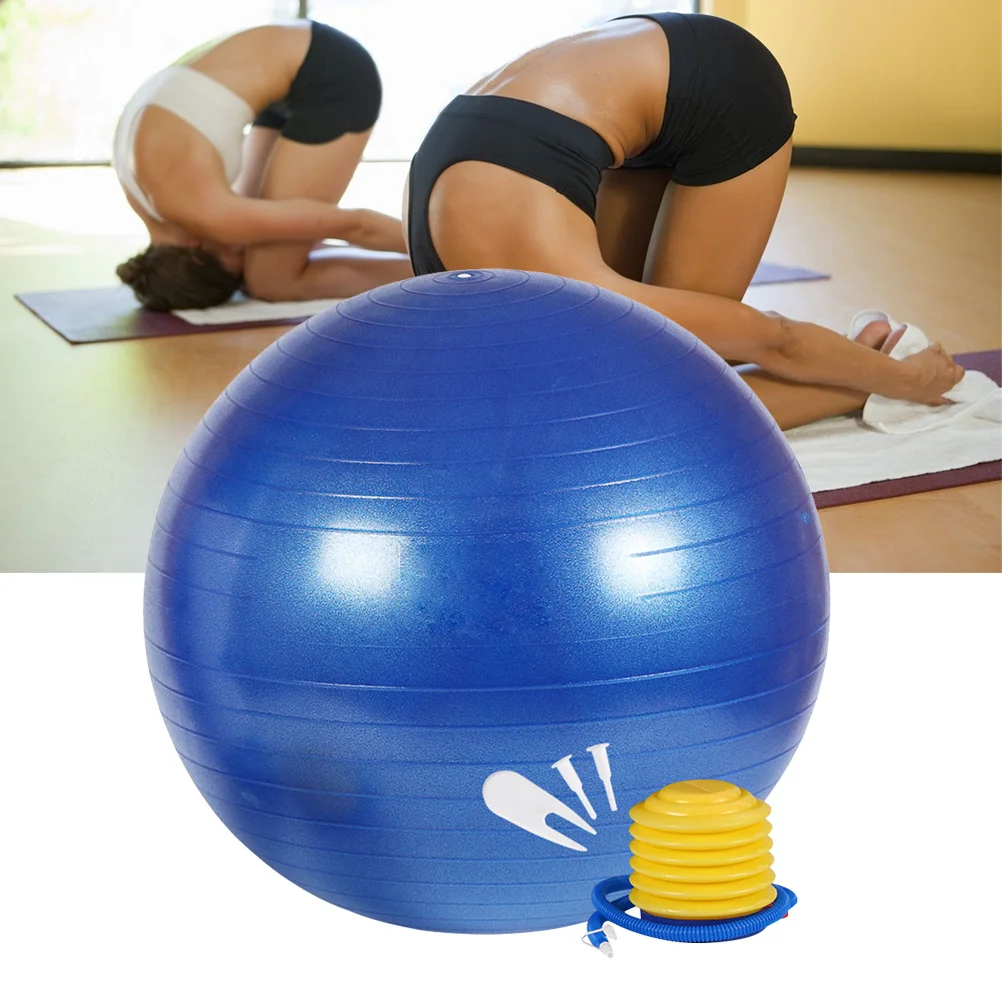 كرة يوجا بسمك إضافي 85 سم، كرة تمرين مضادة للانفجار للياقة البدنية وتوازن البيلاتيس والتدريب على الاستقرار باللون الأزرق الداكن #3