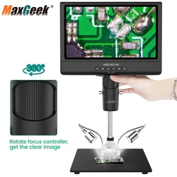 Maxgeek Andonstar AD209 Microscopio digitale con schermo LCD da 10 pollici per riparazione di telefoni, arti e mestieri/miniaturizzato