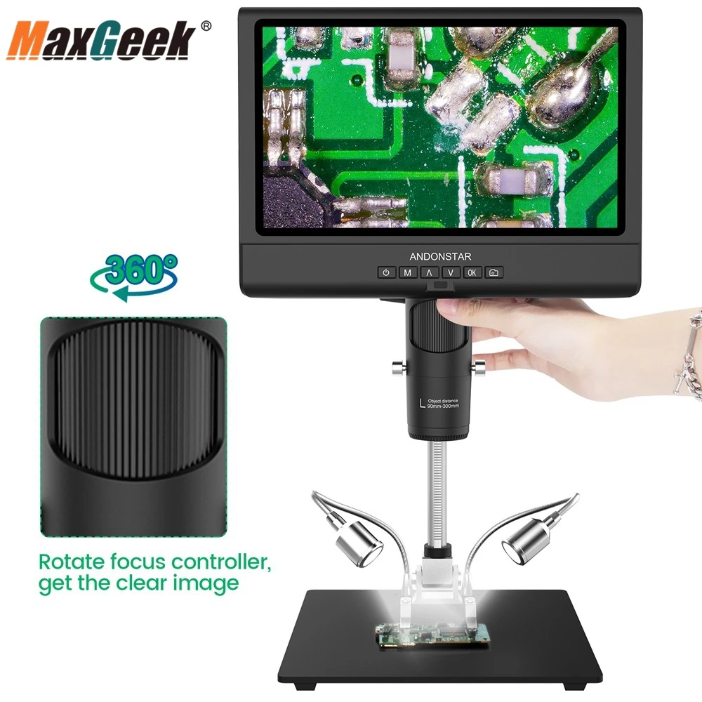 Maxgeek Andonstar Microscópio Digital Ad209 10 Tela Lcd Reparação de Telefone Artes e Ofícios Miniatura