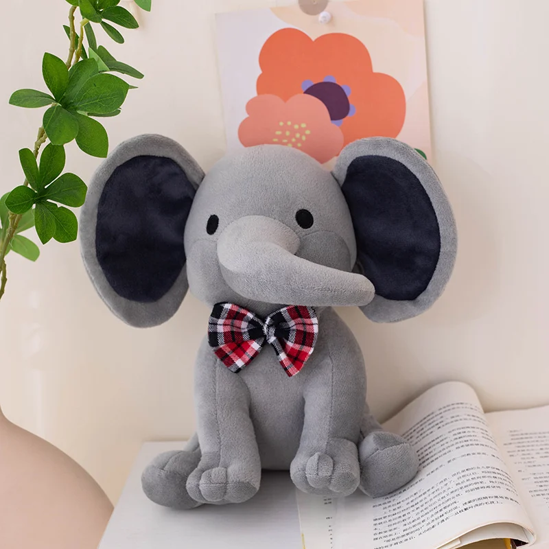 Boneca Elefante Adormecida Kawaii para Crianças Rosa e Cinza, Brinquedo de Pelúcia Presente de Aniversário Presentes de Natal 25cm