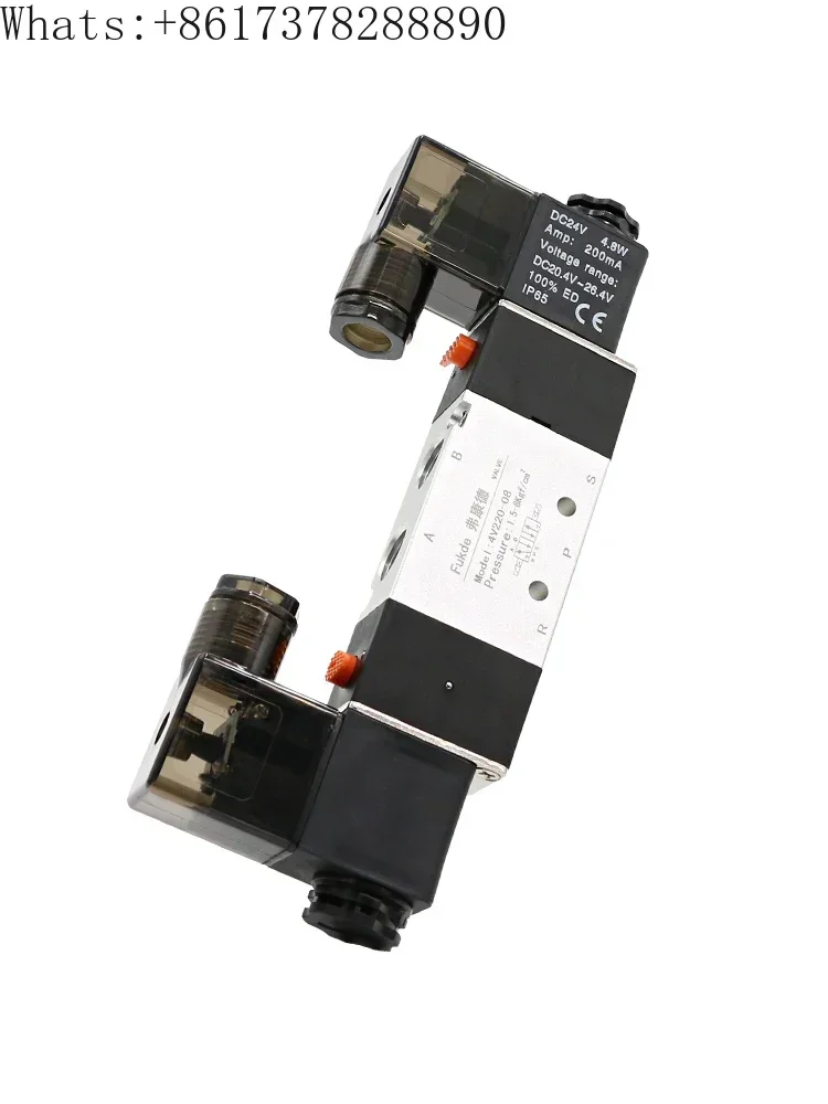 공압 솔레노이드 제어 더블 헤드 220v 공기 밸브 4v220-08 코일 24V 전자 12V 양방향 솔레노이드 밸브