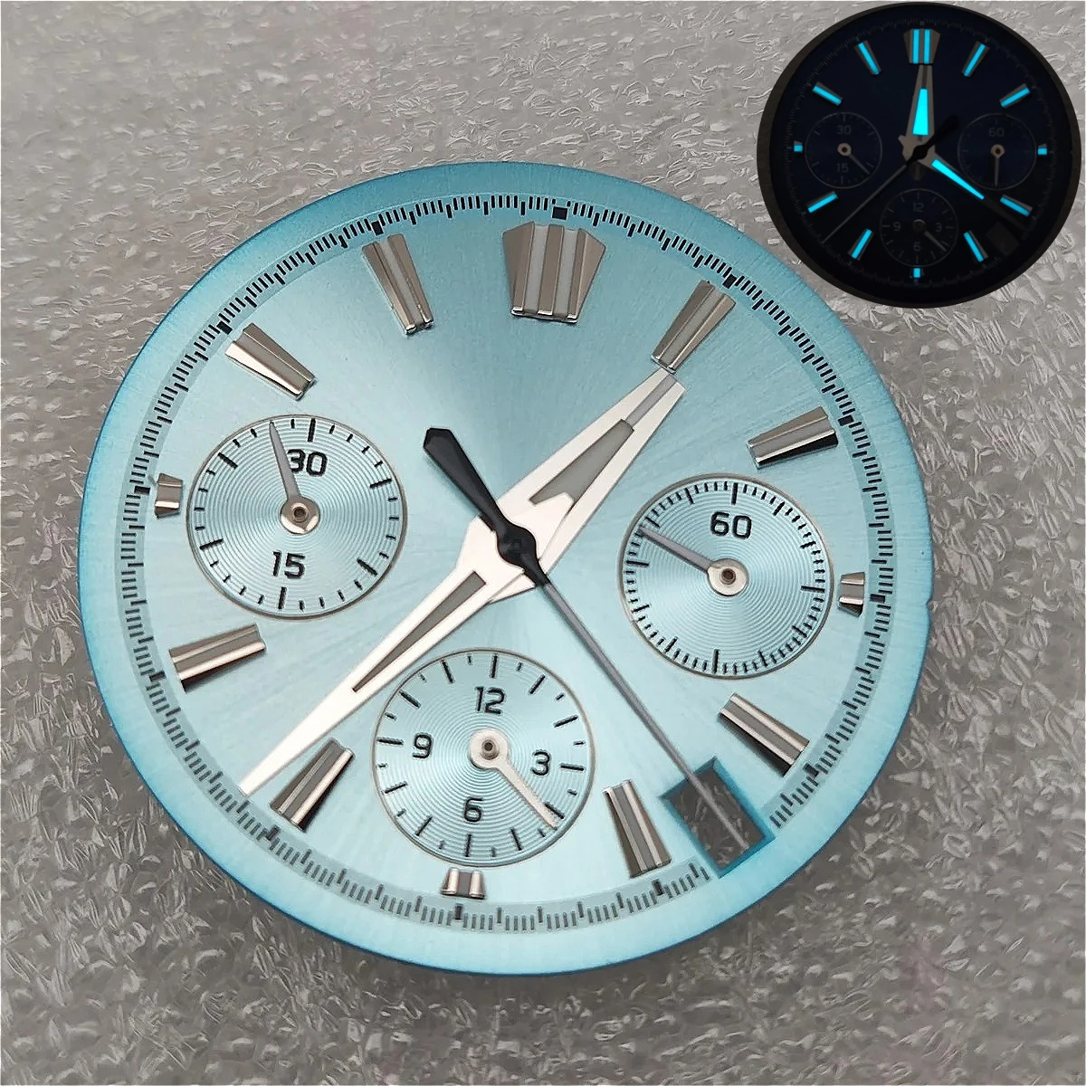 

Циферблат VK63 29,5 мм BGW9, циферблаты с синим ледяным синим для кварцевого ручного механизма VK63, аксессуары, стрелки VK63, детали кварцевого механизма