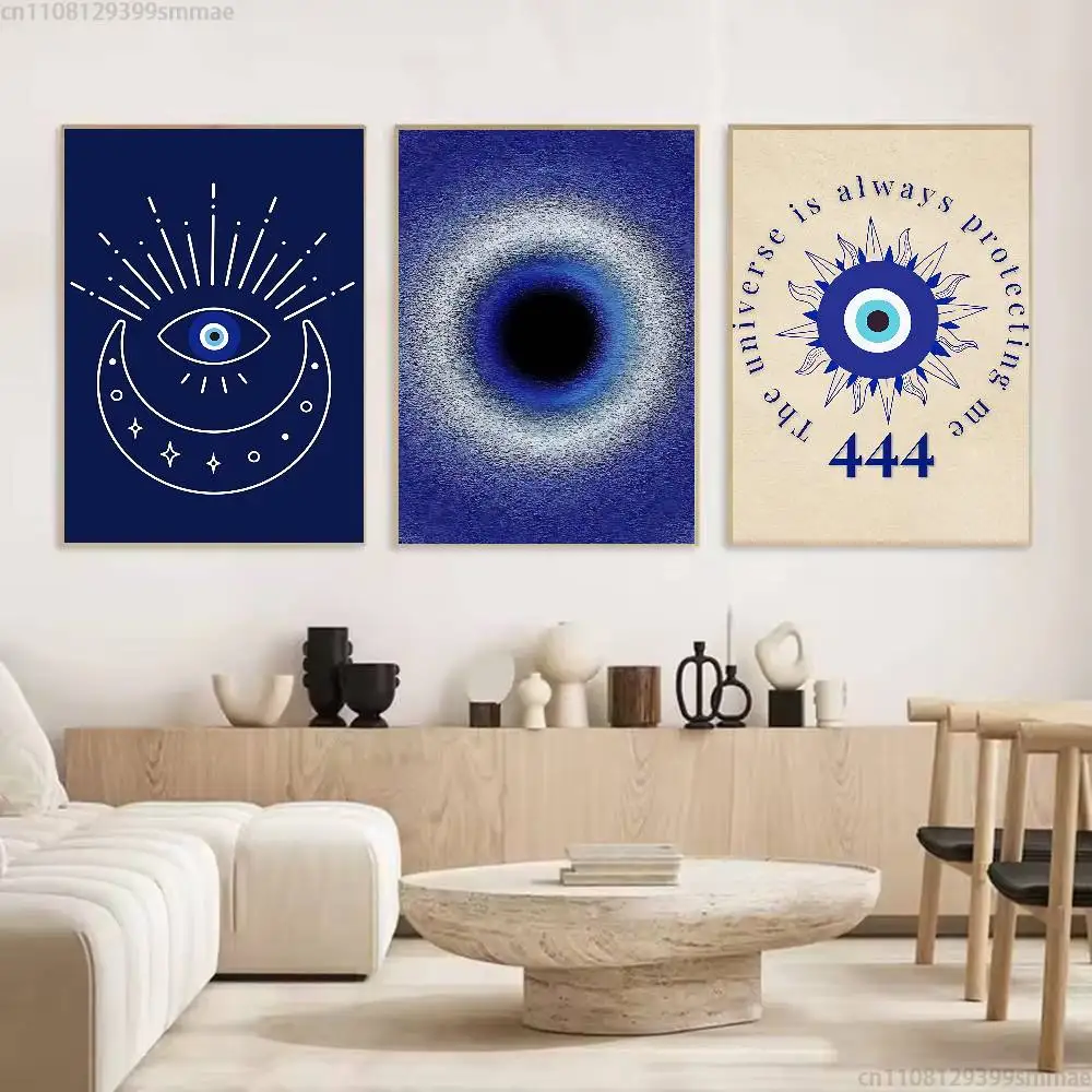 L-Lucky Blue Evil Eye Artists Canvas Painting for Living Room Home Decor Poster Fans Gifts-unframed