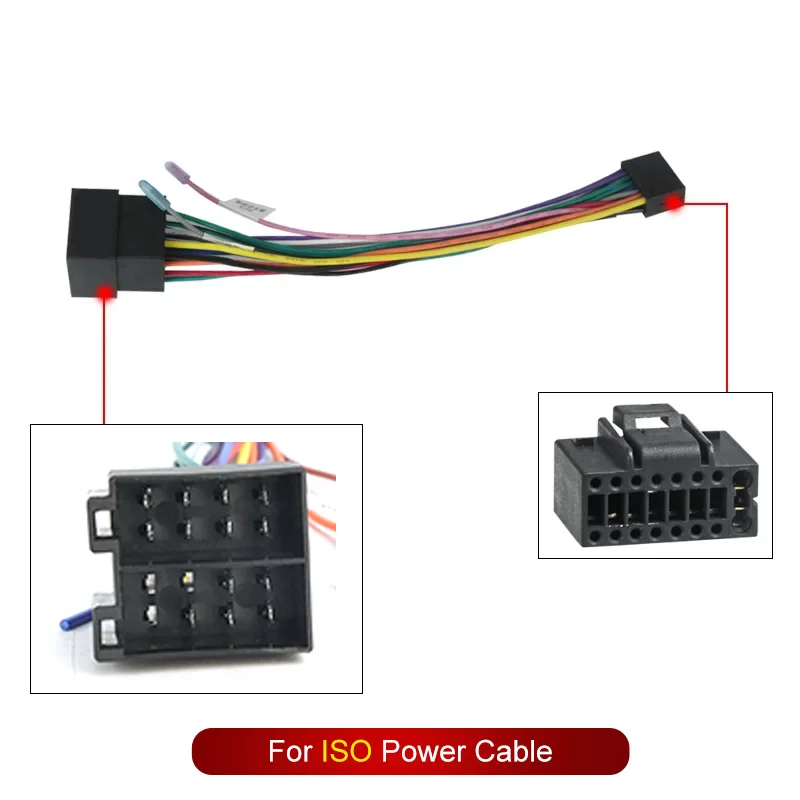 Car Stereo Radio 16 Pin ISO Cable Adapter ABS Universal Cable Accessories Male Plug To Female Connector Wiring Harness