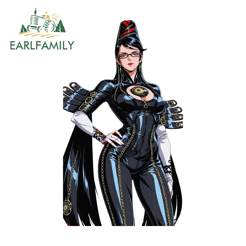 

EARLFAMILY Bayonetta: Стильные наклейки для автомобиля с изображением горячей девушки, крутые персонализированные игровые стикеры, декор для кемпера, водонепроницаемые гоночные аксессуары