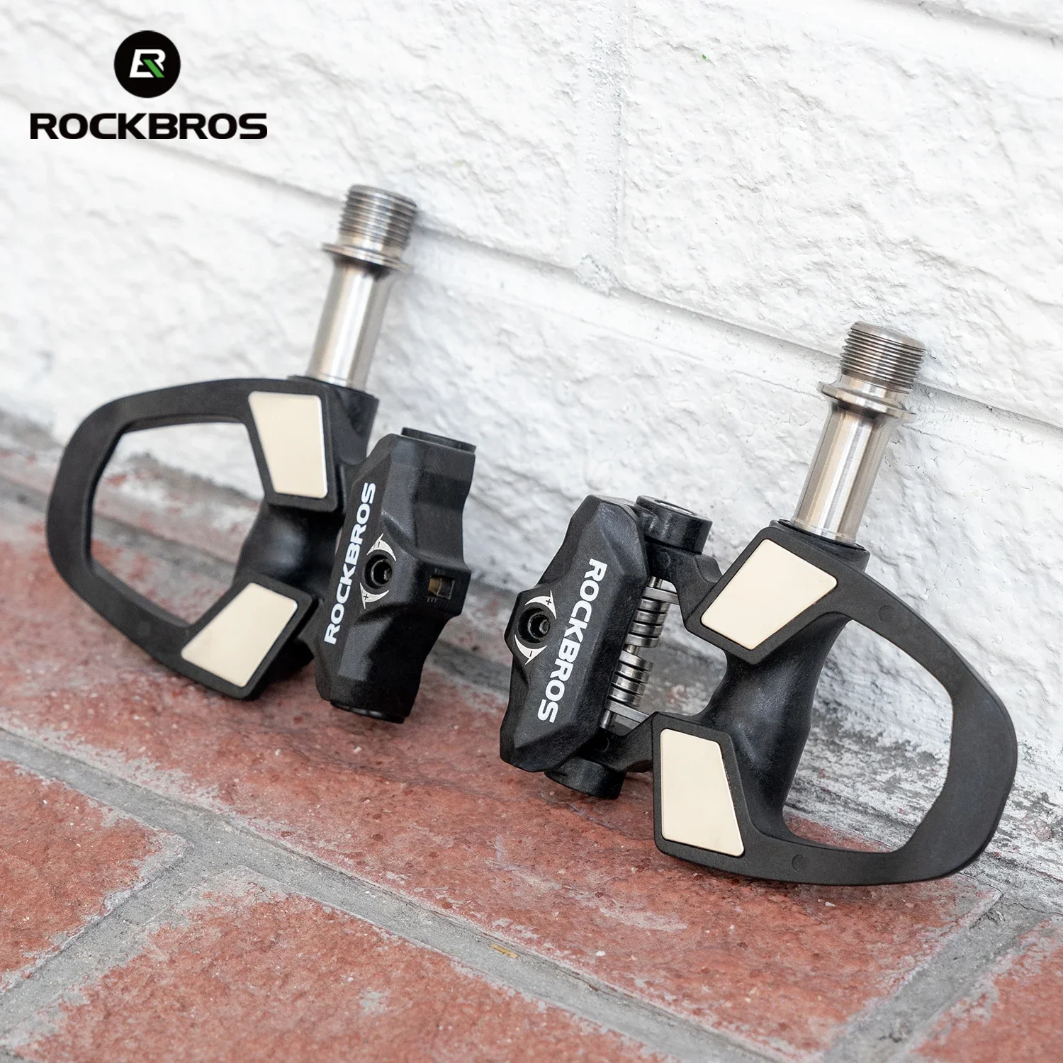 ROCKBROS Road Bike Carbon Lock Pedals Lightweight SPD Self-Locking Titanium Alloy Axle Pedal with Locking Plate for Road Bicycle