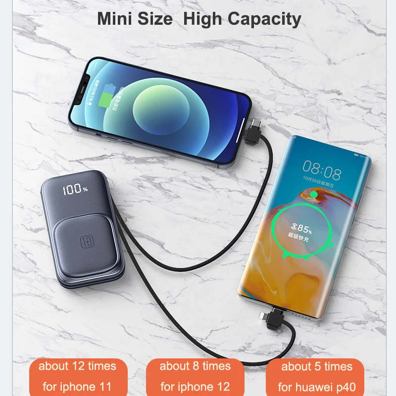 15W Magnetic Wireless Charging Power Bank External Battery Pack for iphone 15 14 13 11pro Xiaomi 22.5W Fast Powerbank With Cable