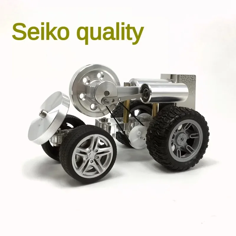 Stirling Engine Car Model Steam Trolley - DIY Steering Micro Generator Kit - Physics Experiment Educational STEM Toy