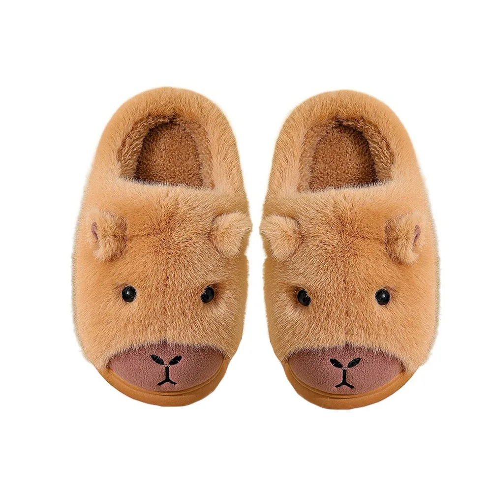 

Fashion Winter Capybara Slippers Thicken Warm Soft Cartoon Furry Slippers Anti-slip Thick Soled Home Cotton Shoes Gifts