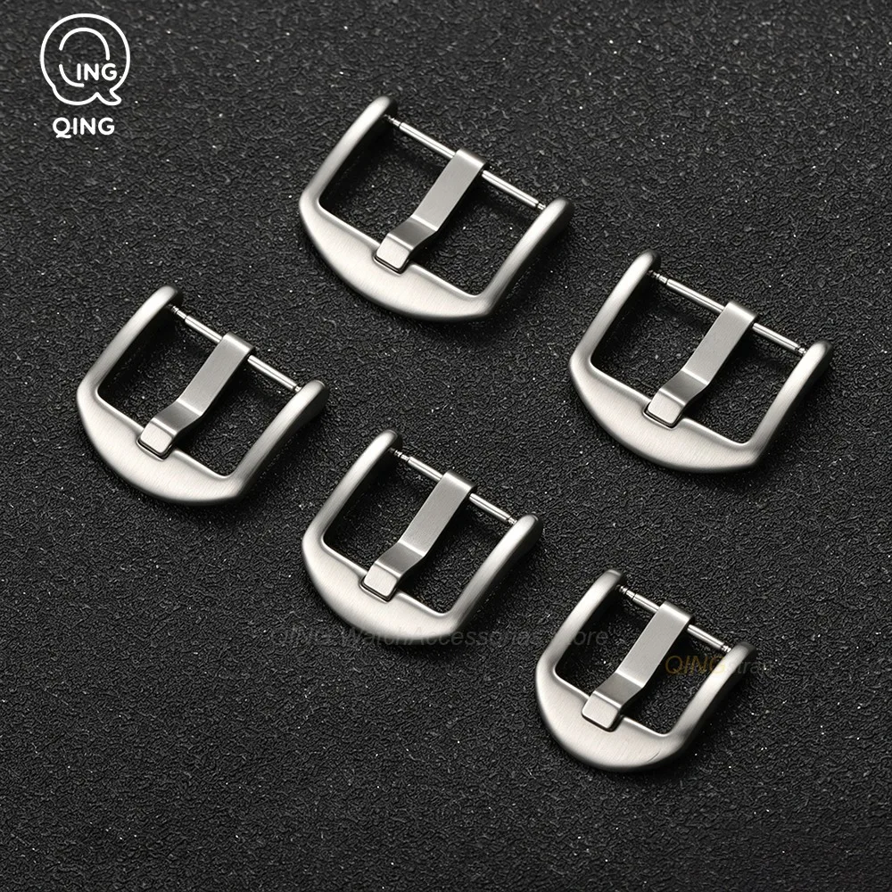 16/18/20/22/24mm Silver Black Stainless Steel Matte Watch Buckle Accessory Metal Clasp for Leather Rubber Watchband Repair Tools