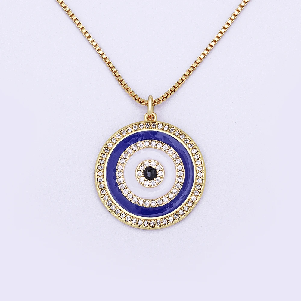 Nidin High Quality Turkish Crystal Evil Eye Lucky Pendant Necklace For Women Jewelry 3 Colors Clavicle Chain Shine Zircon Choker