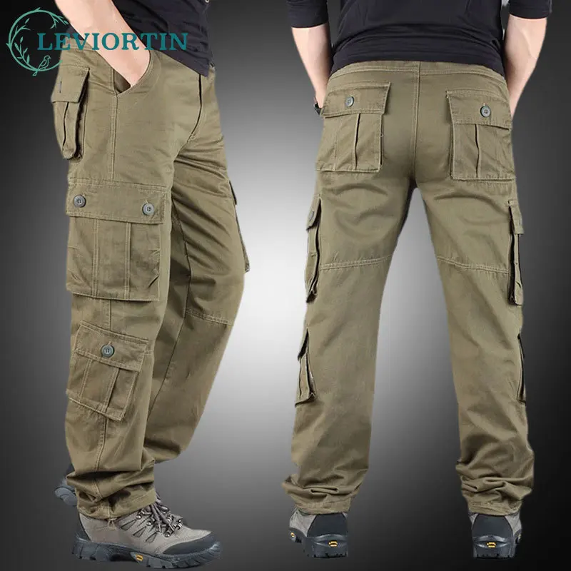 

Men's Cargo Pants Straight Multi Pockets Male Military Tactical Outwear Pants Slacks Outdoor Hiking Trekking Trousers Bottom