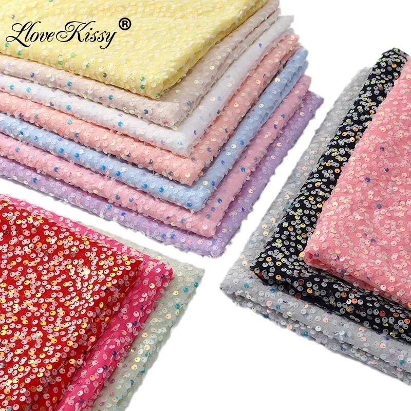 

Точечная шифоновая вышивка с блестками, ткань для шитья своими руками, ткань для одежды, юбка, сценическое платье, фон для головного убора, ширина ткани 125 см