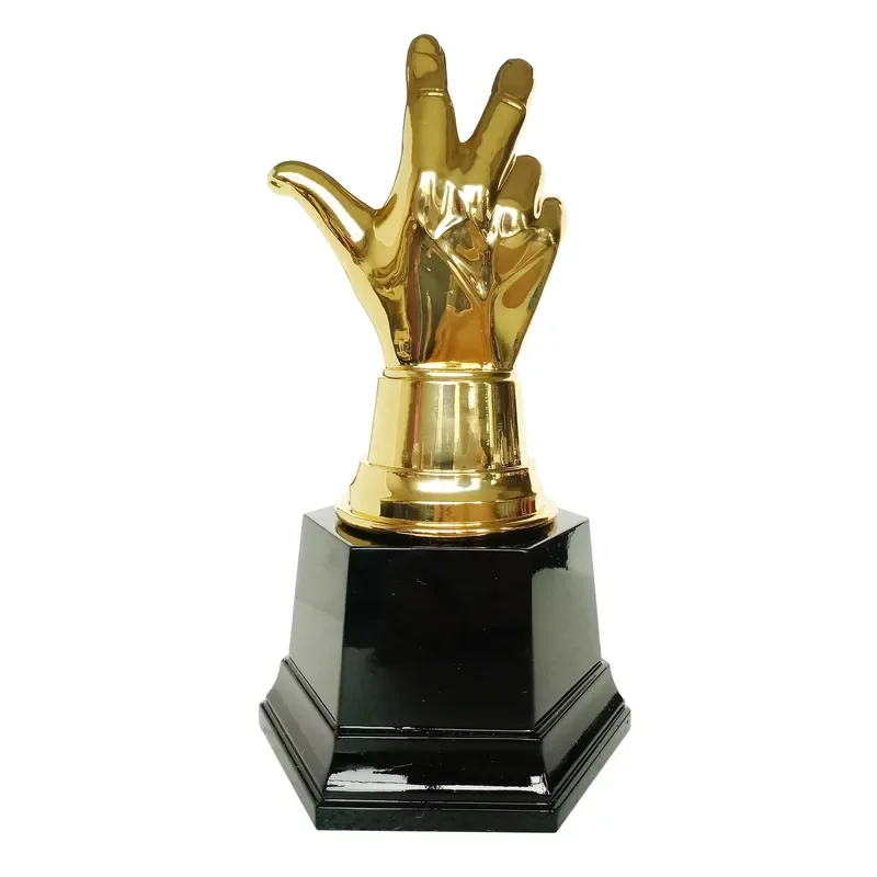 Factory Wholesale Gold Finger Trophies Metal Resin Crafts Souvenir Accessories & Home Decor Awards Premium Cups & Souvenir