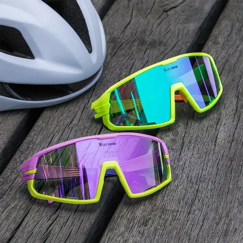 WEST BIKING Colorful Photochromic Cycling Sunglasses UV Protection Road Bike Glasses Air Guide Design Goggles Couples Sport Gear