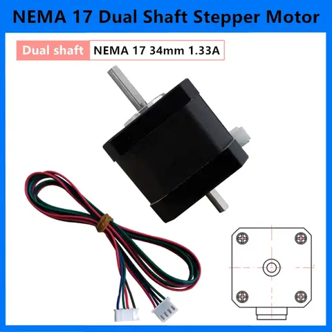 Dual shaft stepper motor NEMA 17 double shaft stepper motor 34mm 0.33Nm 1.33A